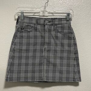 AG Adriano Goldschmied Black White Plaid Mini A Line Skirt Size 23r